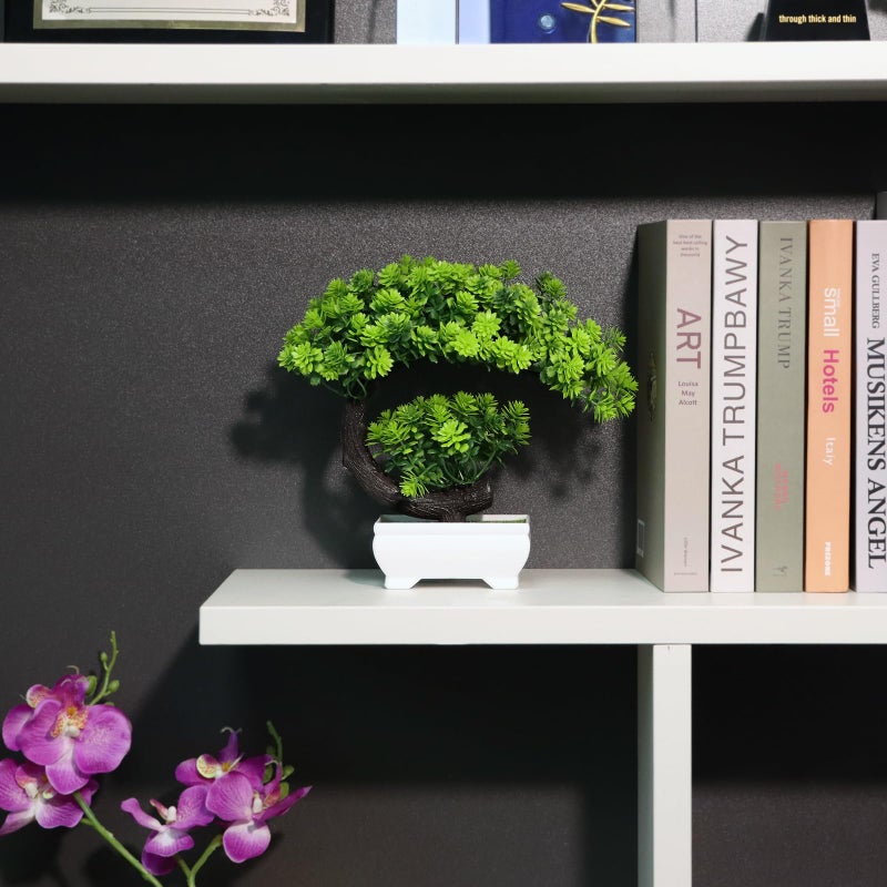 yoerm Fake Plants Small Artificial Bonsai Tree for Home Decor Living Room Bathroom Bookshelf Entryway Table Wall Shelf Modern Farmhouse Decor, 8.5" Tall, Green - Image 4